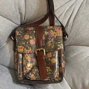Patricia Nash Floral Brown Crossbody Bag